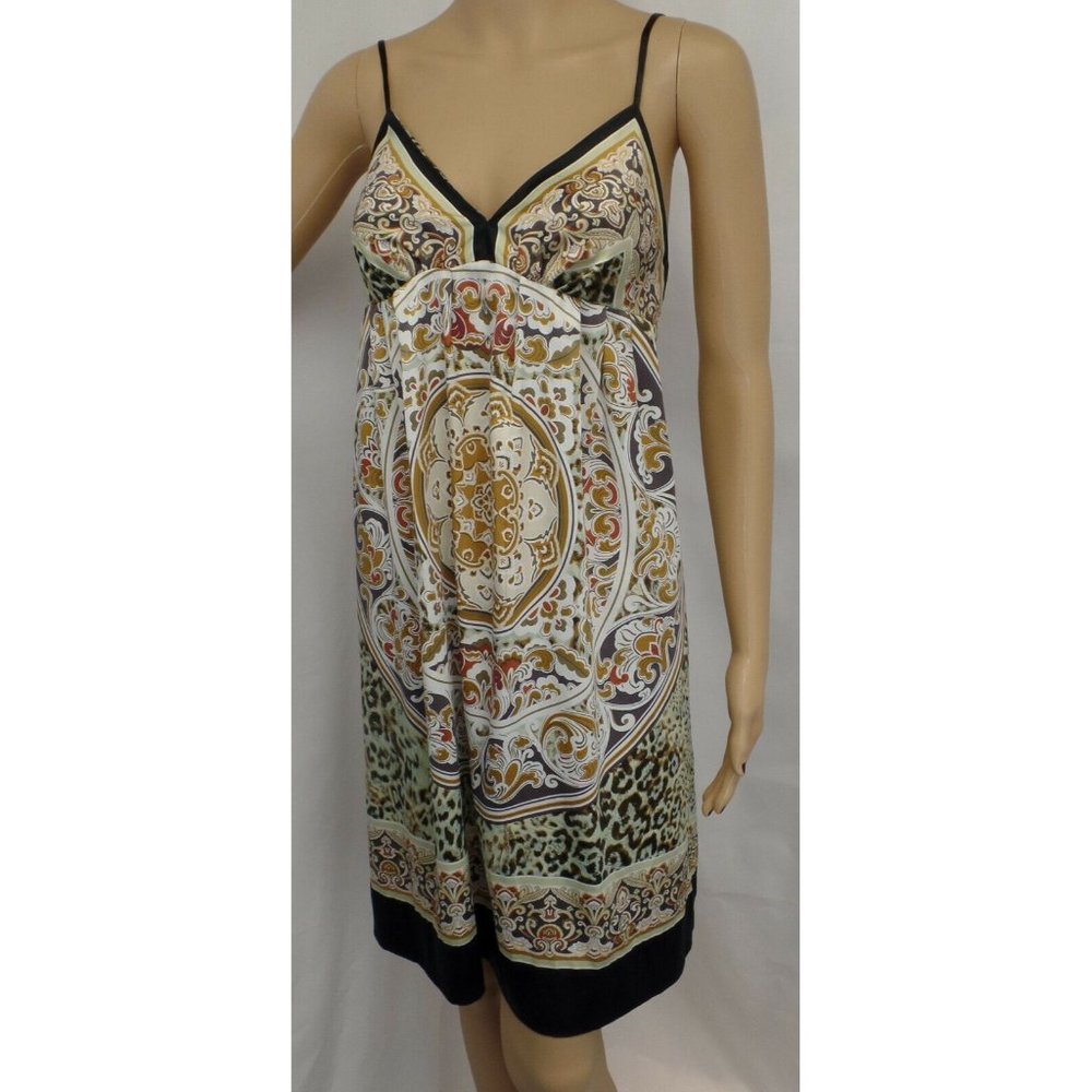 I.C.E. MULTICOLOR FLORAL & ANIMAL PRINT HALTER SPAGHETTI STRAPS DRESS SIZE: 8